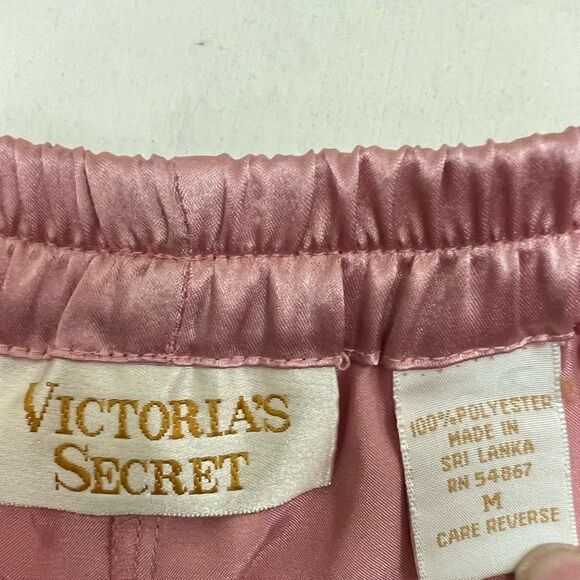 Victoria’s Secret Gold Label Vintage 90s Pink Satin Floral PJ Set Medium - Picture 15 of 16